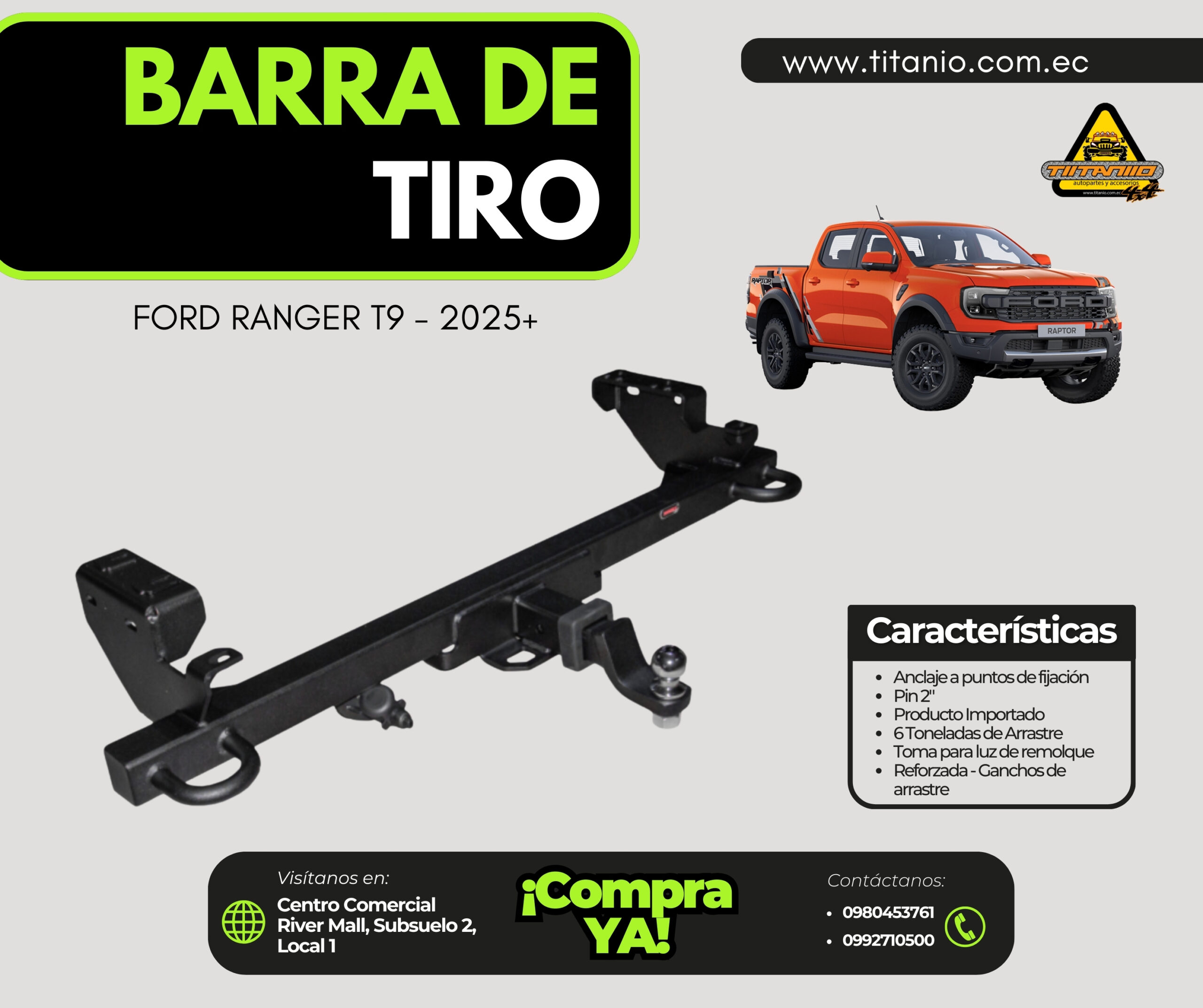 Barra de tiro para Ford Ranger 2024